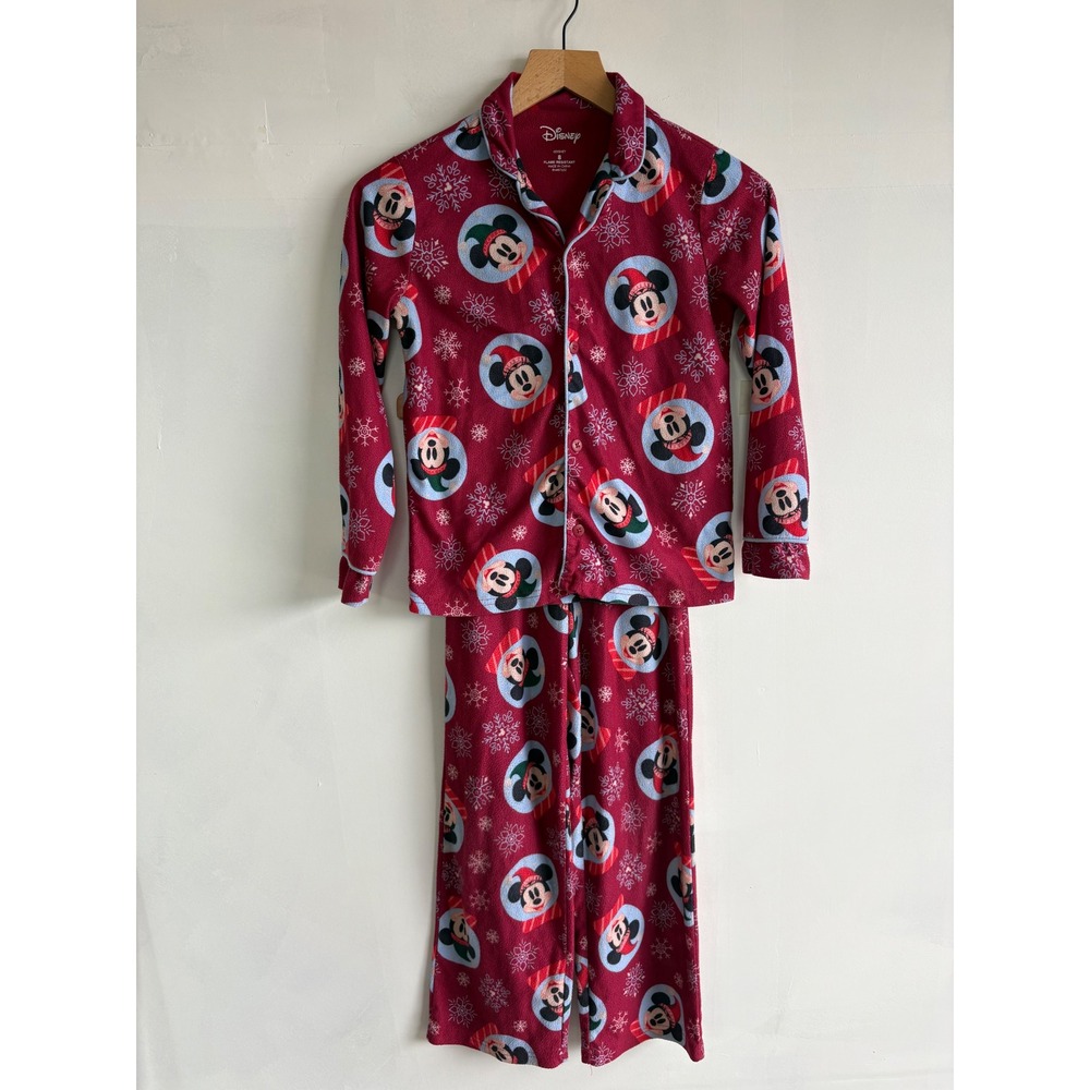 Disney Mickey Mouse Holiday Fleece Pajamas Set Red Christmas kidcore 8